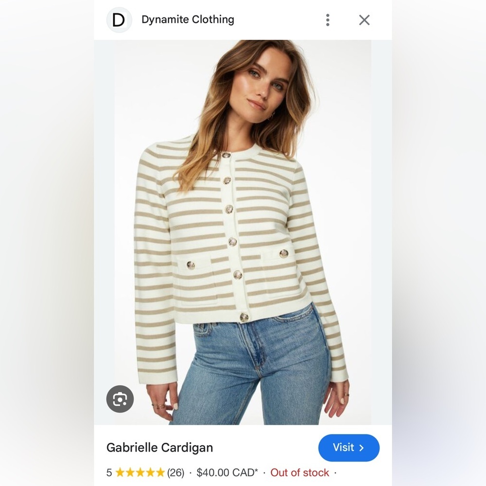 Dynamite Striped Cardigan - White and Tan